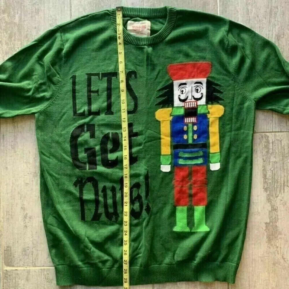 Men's Ugly Christmas Sweater Let's Get Nuts Nutcracker Holiday Party Funny XL